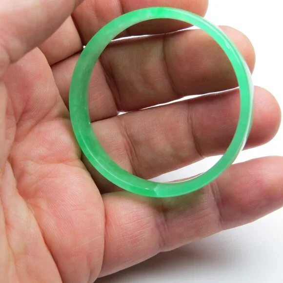 Natural Jade bangle 2= 47mm For Small Hand or Children